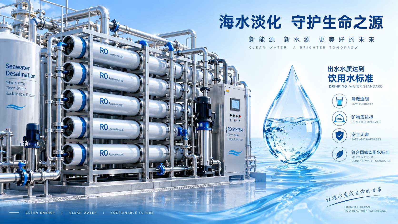 市政供水海水淡化系统的出水水质能否达到饮用水标准？