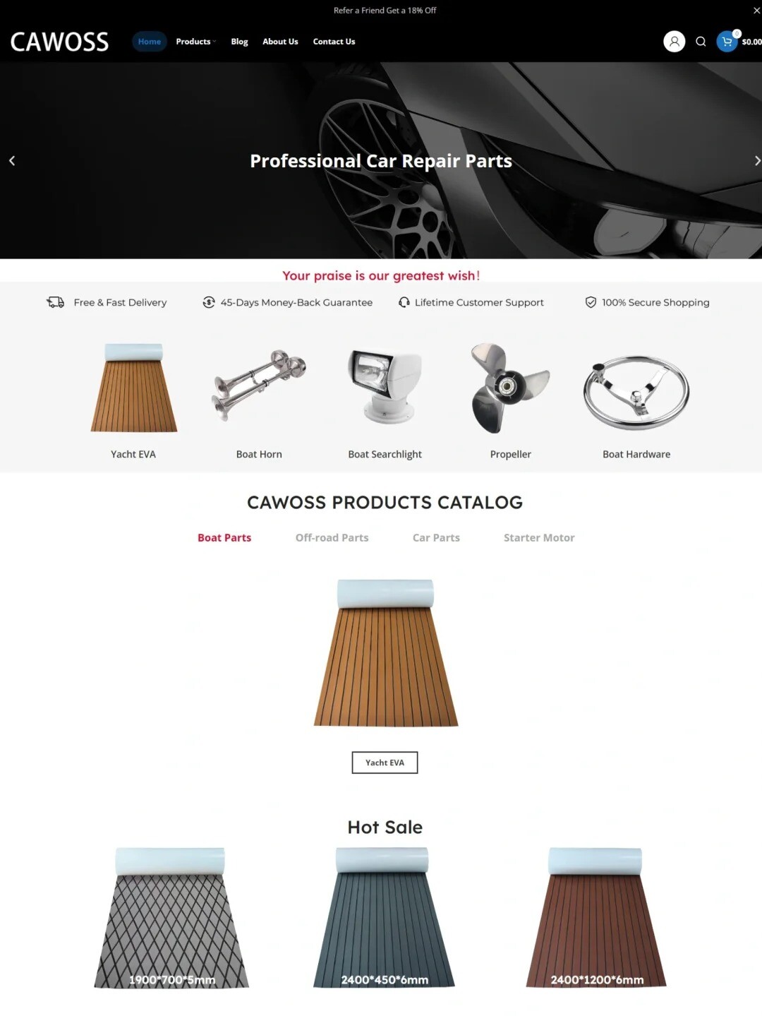 汽车配件游艇配件外贸独立站案例分享