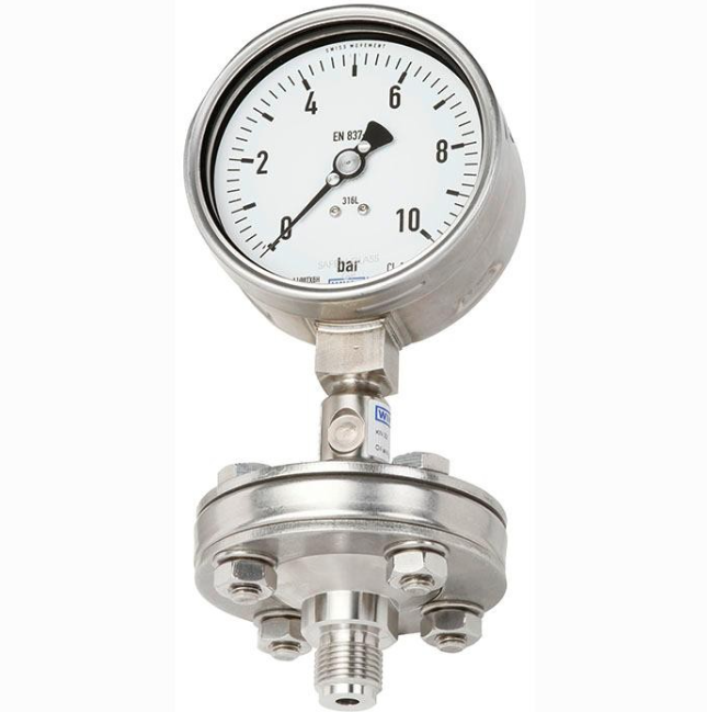 WIKA DSS10M Pressure Gauge Per EN 837-1 With Mounted Diaphragm Seal With Threaded Connection