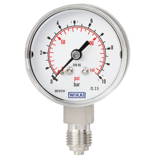 Original WIKA 131.11 Bourdon Tube Pressure Gauge Stainless Steel