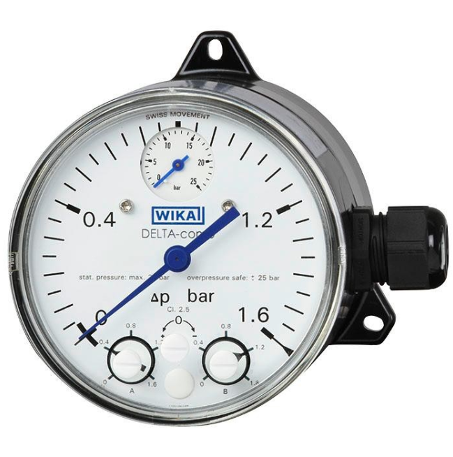 WIKA DPGS40 Differential pressure gauge with micro switches With integrated Working Pressure Indication