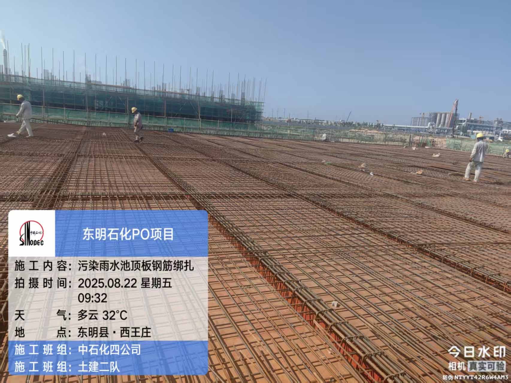 2025年8月22日，盘锦北方华锦联合石化项目、菏泽东明石化PO/SM项目现场施工进度