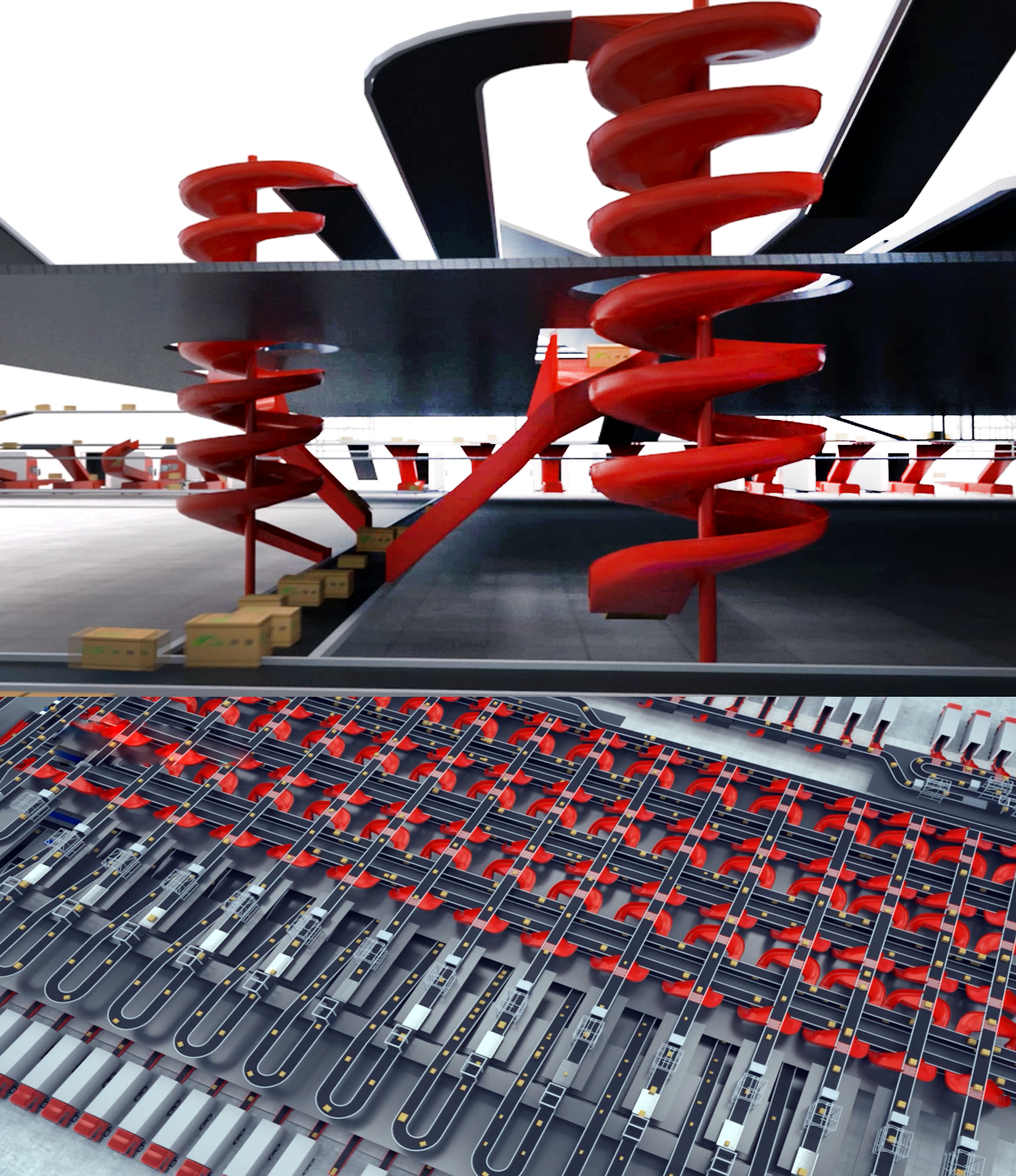 京东商城西安亚洲一号物流仓储输送线整体方案流程三维动画演示