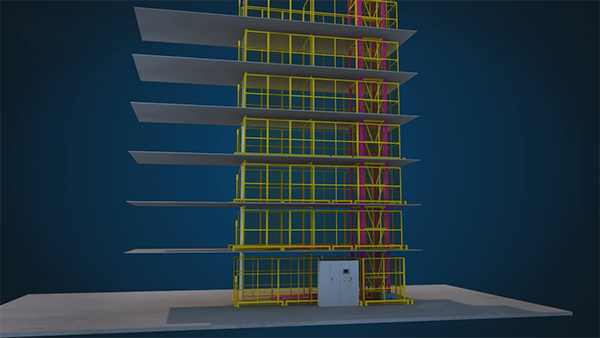 仓储物流机械多层提升机系统三维动画演示