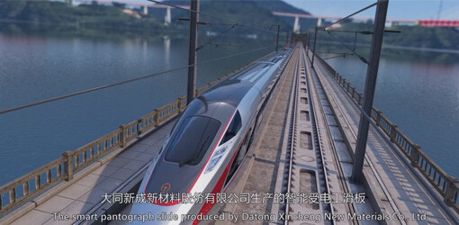 高铁智能受电弓滑板产品三维动画演示