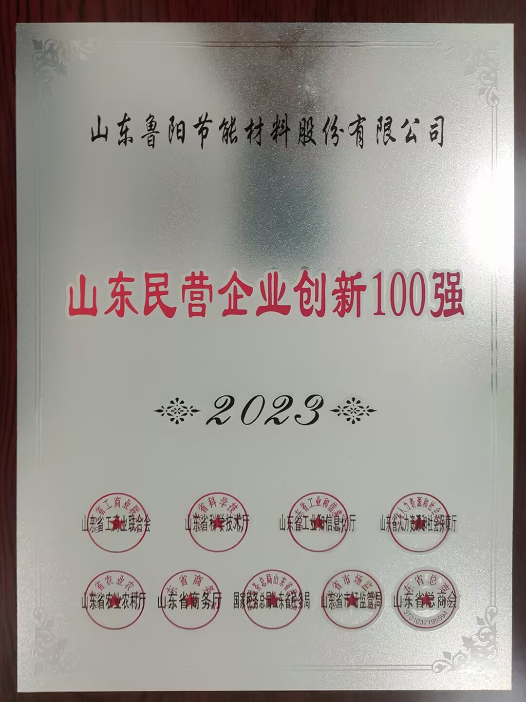 鲁阳节能入围“2023山东民营企业创新100强”