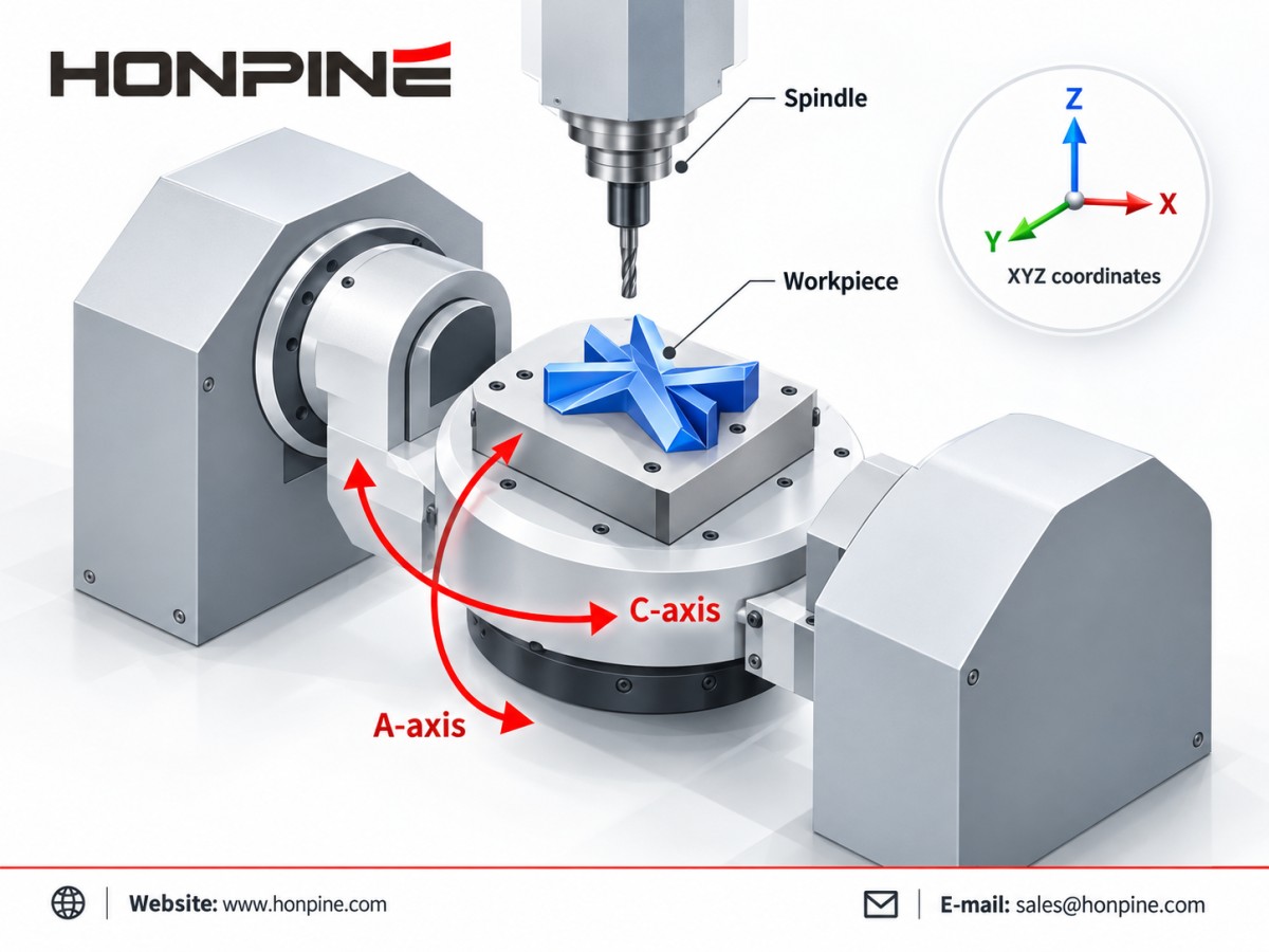 5 axis rotary table technical diagram honpine