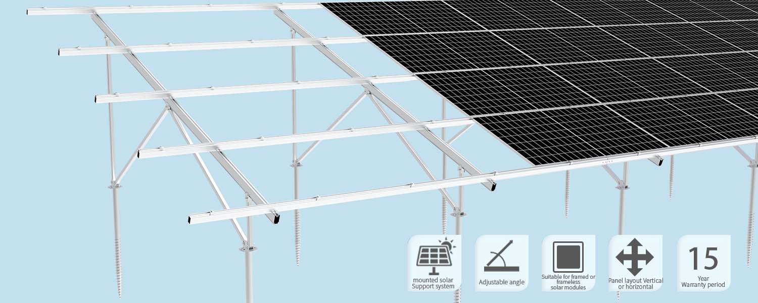 地面 铝合金 螺旋地桩双立柱竖排2×10光伏支架