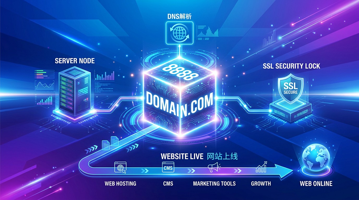 What are the detailed steps in the domain registration process?