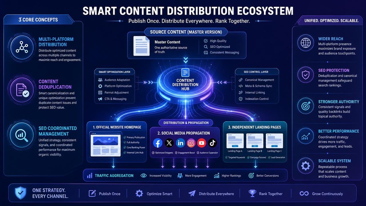 Can a multi-platform distribution solution solve duplicate content issues