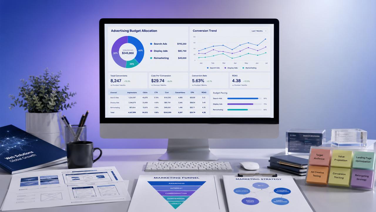 How should the Google Ads budget be allocated? Search, display, and remarketing strategy