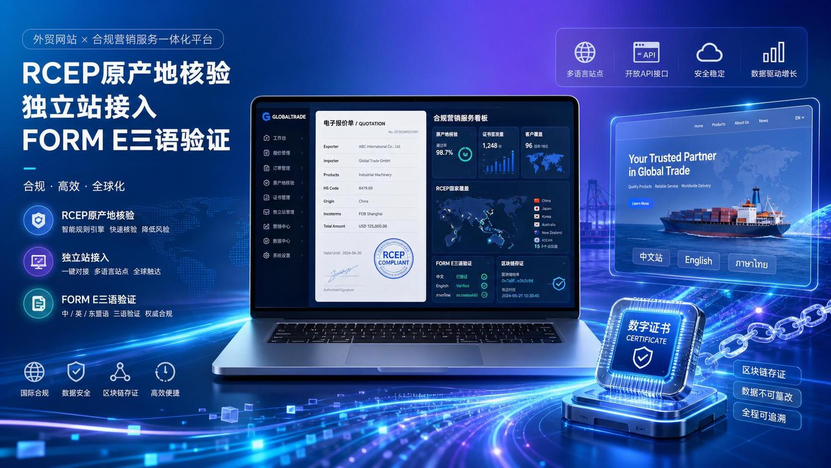 RCEP原産地検証がアップグレード、独立サイトにFORM E輸入要件が追加