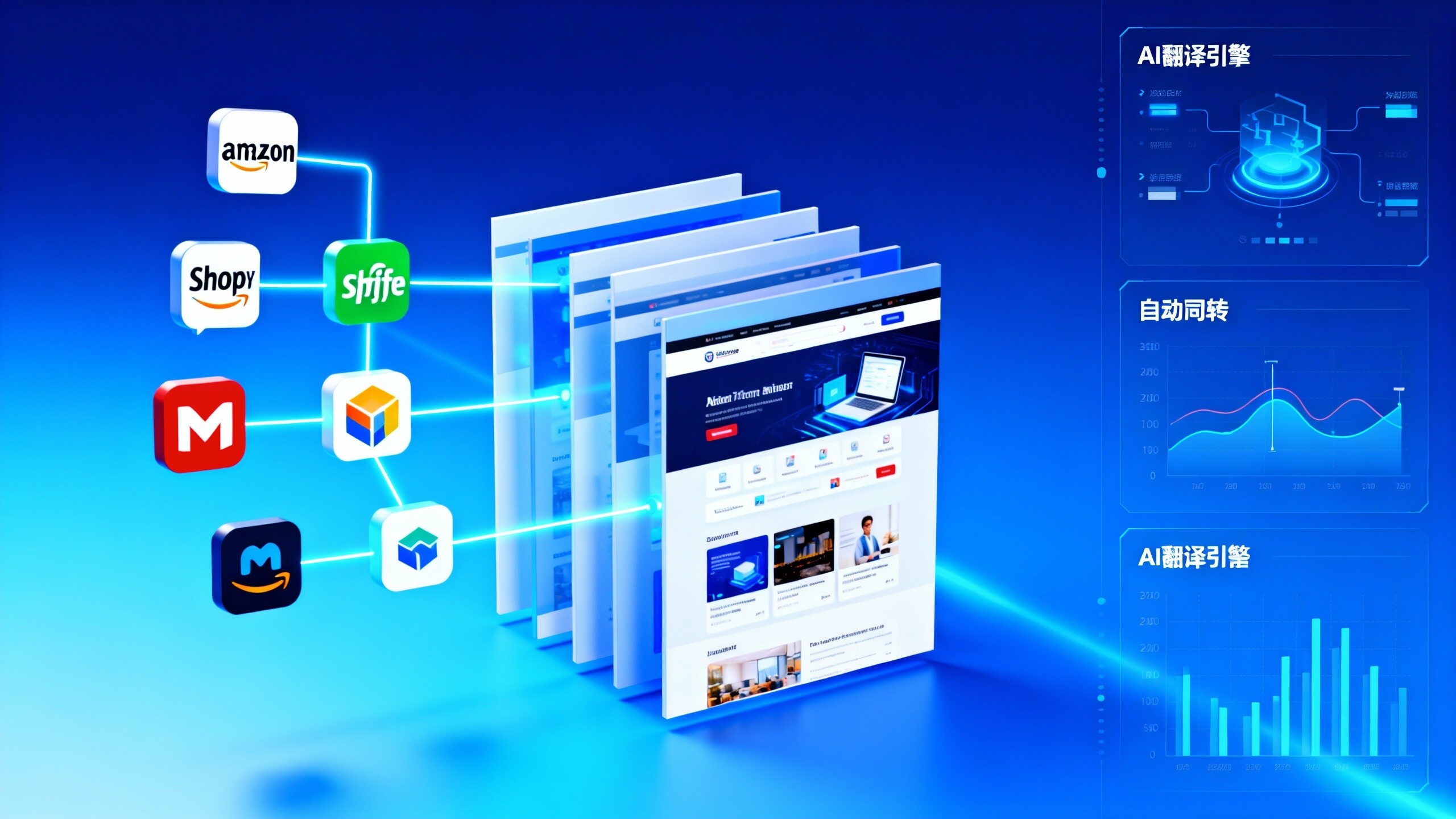 다국어 자동화 웹사이트 구축 시스템은 어떤 전자상거래 플랫폼을 지원합니까?