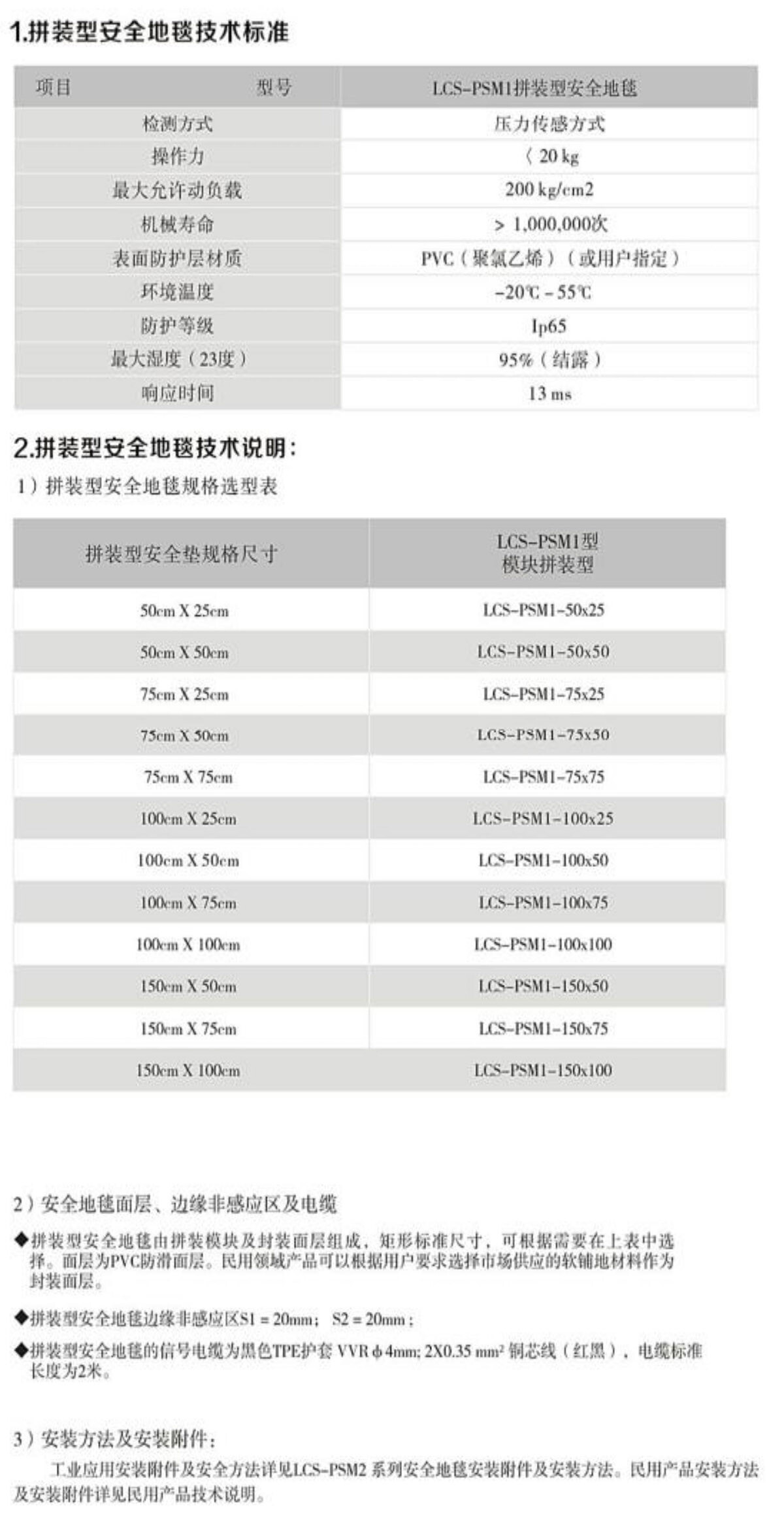 LCS-PSM1系列拼装型安全地毯传感器 (2)