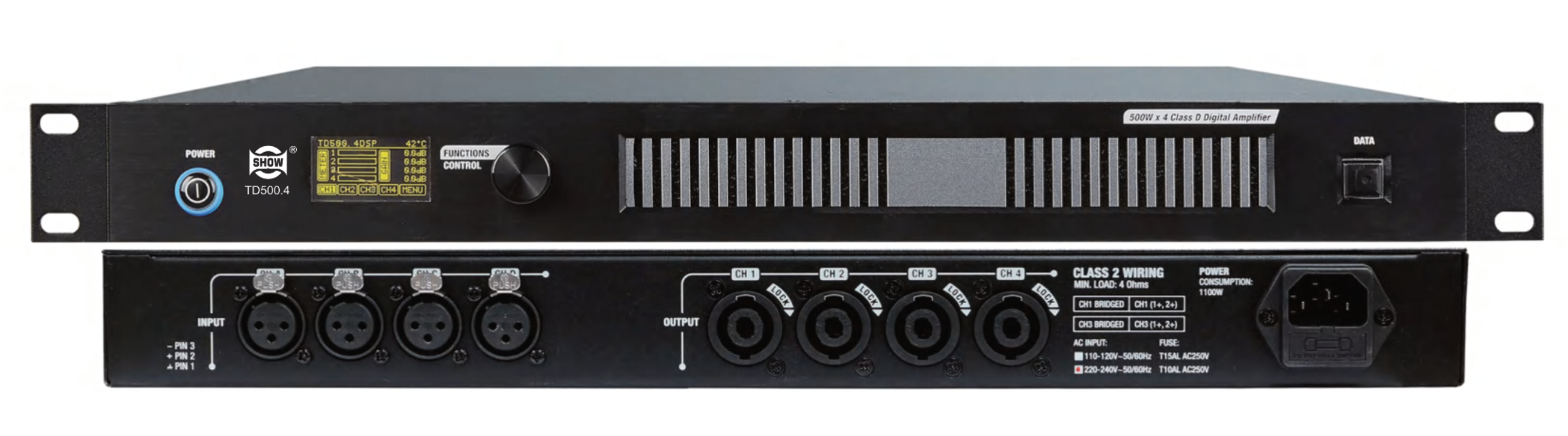 四通道DSP数字功放TD500.4 四通道DSP数字功放TD500.4
