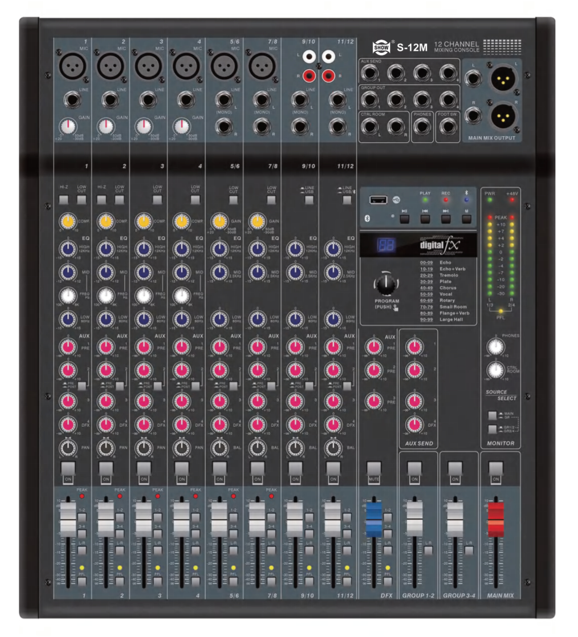 12路带效果带4编组调音台S-12M