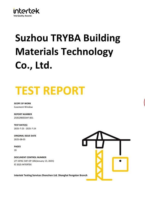 Casement Window intertek test report