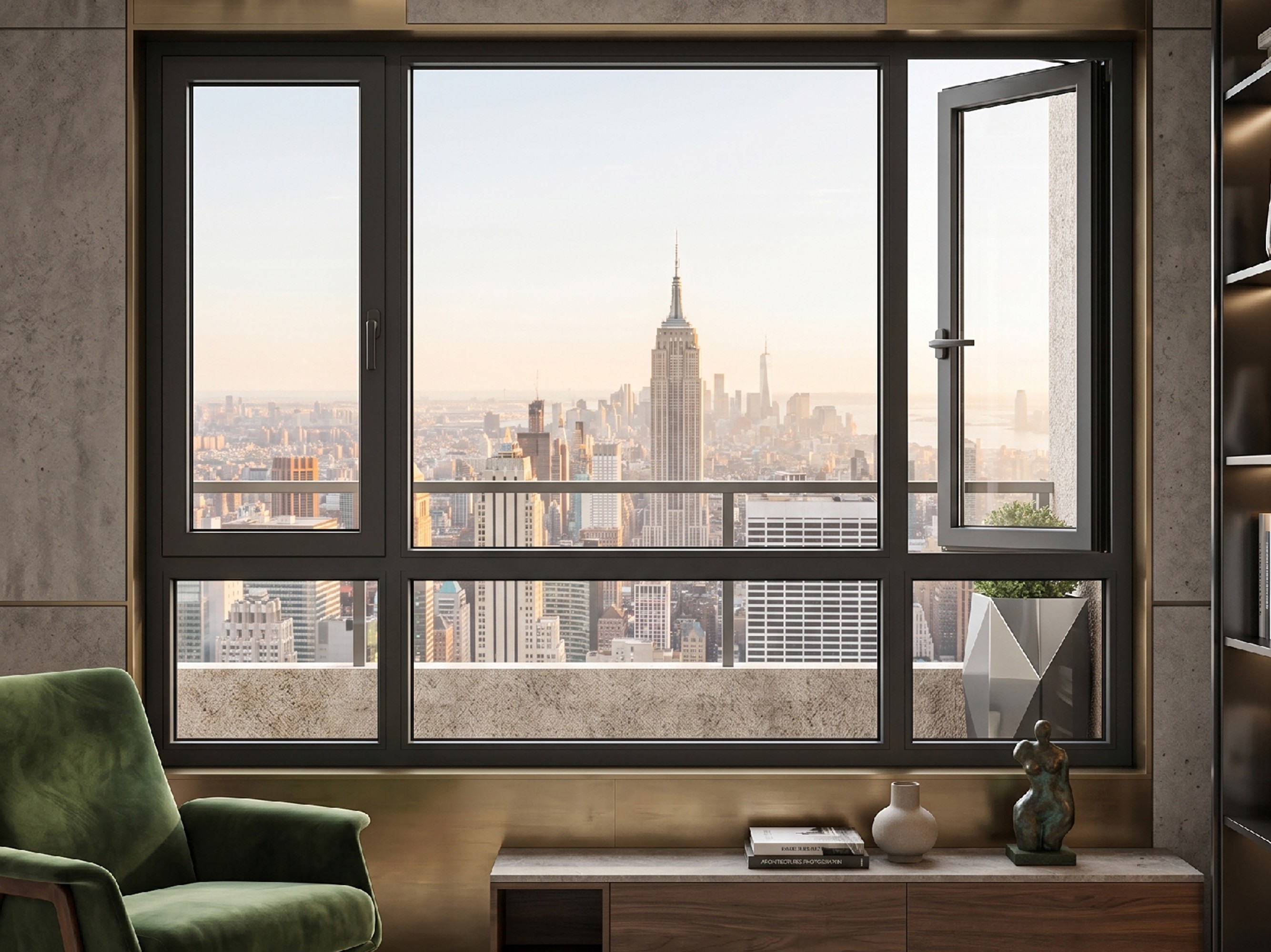 GR85 Passive Fiberglass Reinforced Polyurethane (FRPU) Outward-opening Casement Window