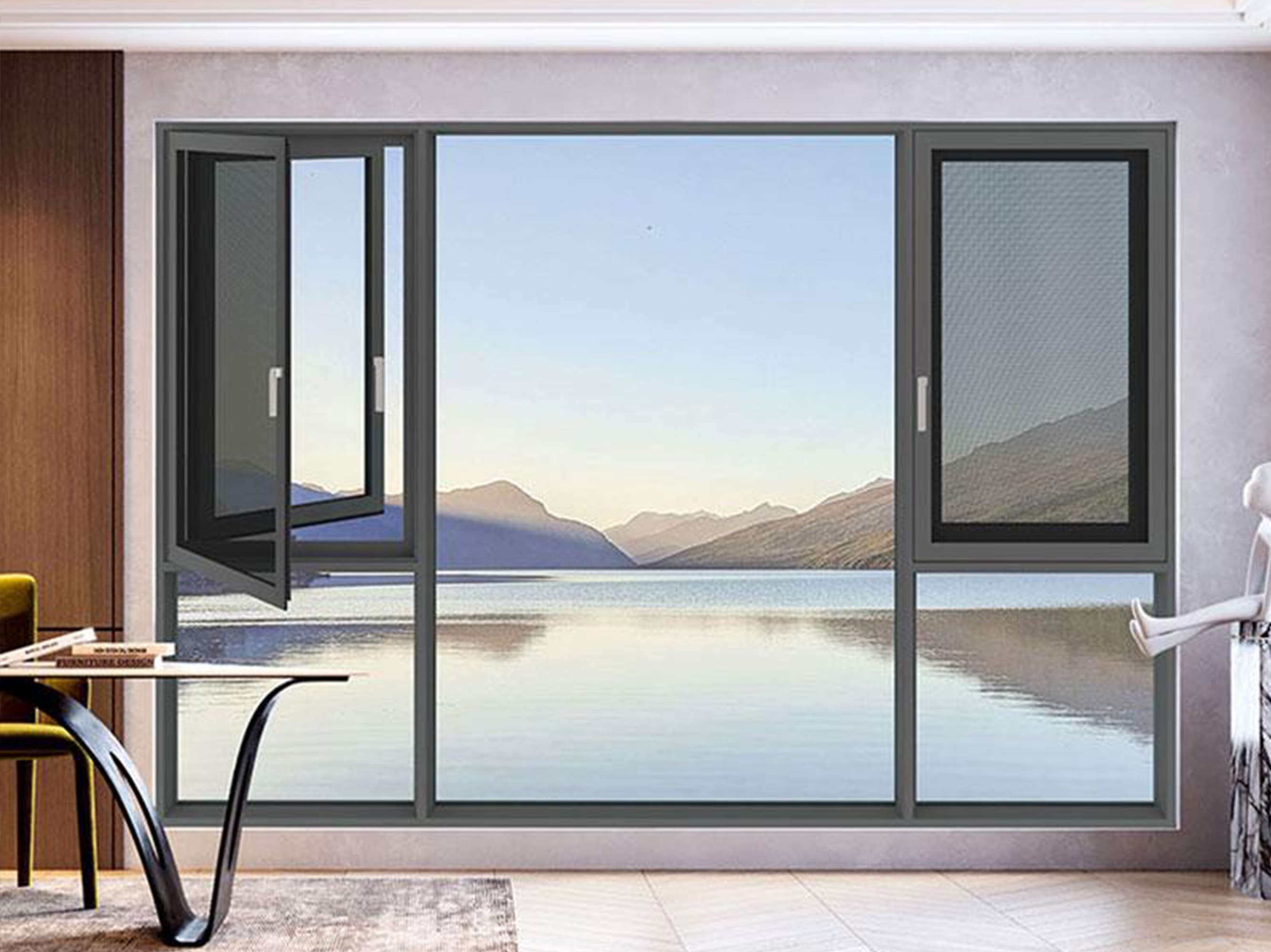 B110 Flush Sash Thermal Break Aluminum Casement Window
