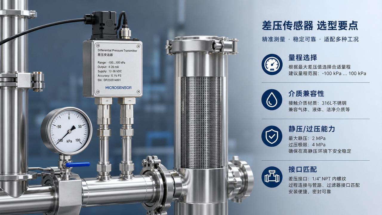 选差压传感器时，先确定哪些关键参数？