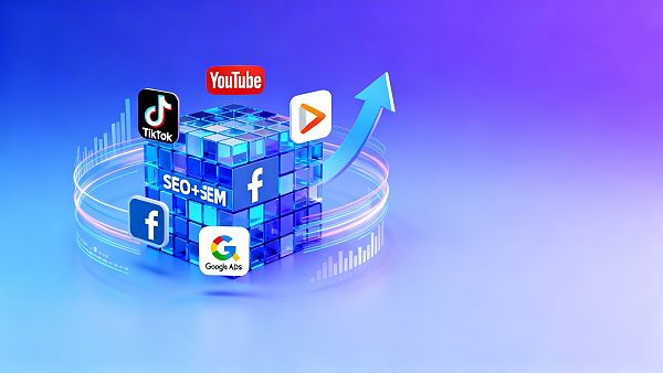 مجموعة جذب العملاء B2B: دمج التسويق عبر وسائل التواصل الاجتماعي مثل TikTok/YouTube/Facebook مع تحسين إعلانات Google