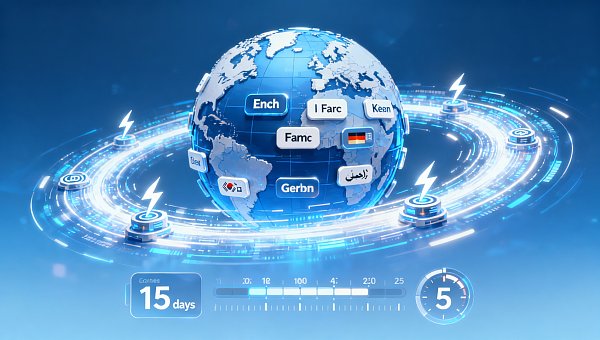 عند بناء موقع متعدد اللغات مستقل، كم عدد الأيام التي توفرها حلول بناء المواقع المتعددة اللغات من Yiyingbao مقارنة بالمواقع التقليدية؟