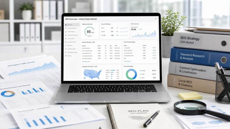 كيف يتم إجراء تحسين SEO الدولي لسوق الولايات المتحدة？من توزيع الكلمات المفتاحية إلى بناء الإشارات المحلية