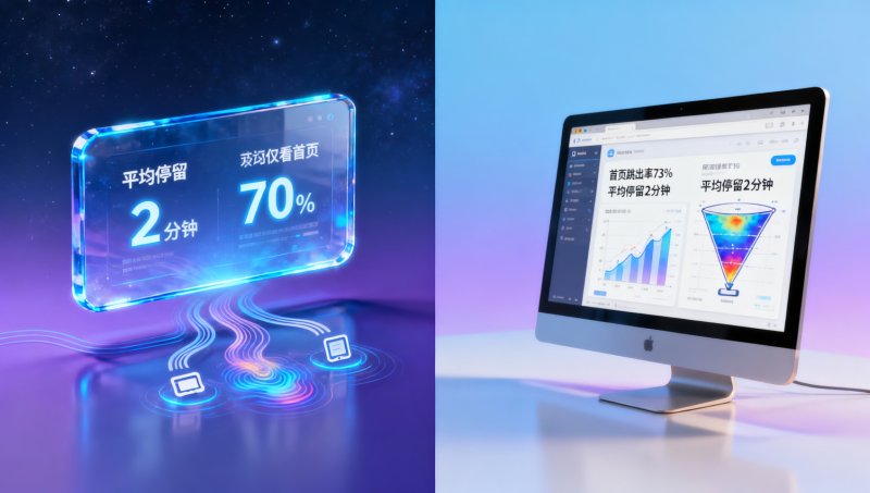 L'outil d'analyse du trafic du site indique une « durée moyenne de visite de 2 minutes », mais en réalité, 70 % des utilisateurs ne consultent que la page d'accueil.