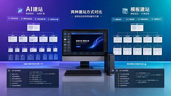 AI建站和模板建站区别是什么?功能、效率与后期SEO对比 AI建站和模板建站区别是什么?功能、效率与后期SEO对比