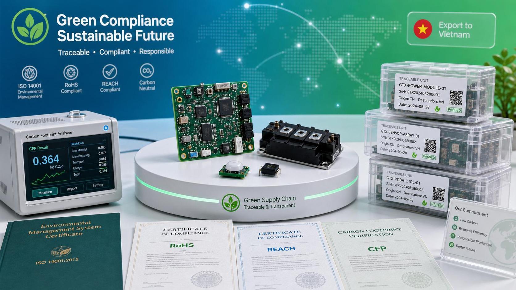 Certificación piloto de trazabilidad verde de Vietnam para componentes electrónicos chinos