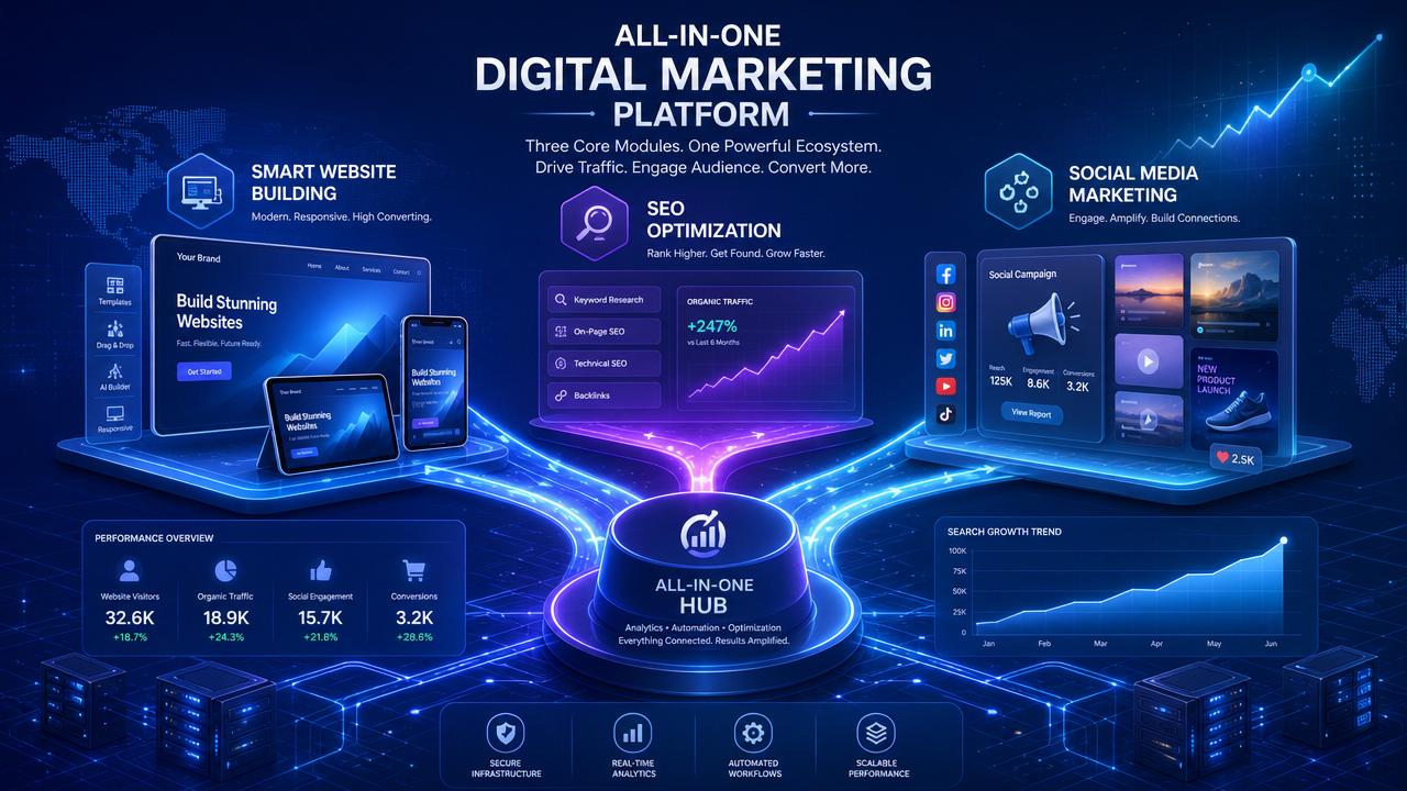 Welche Module umfasst der Service einer One-Stop-Marketingplattform in der Regel