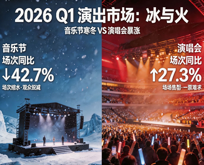 【行业分析】一季度演出的“冰与火”：音乐节寒冬 vs 演唱会暴涨