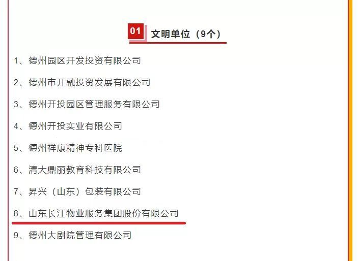 长江物业入选经开区年度文明单位