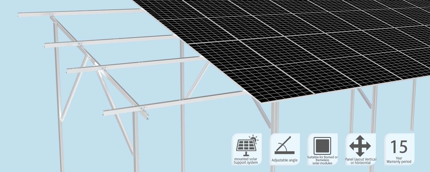 Estructura de montaje para paneles solares de acero al carbono para suelo 2×10