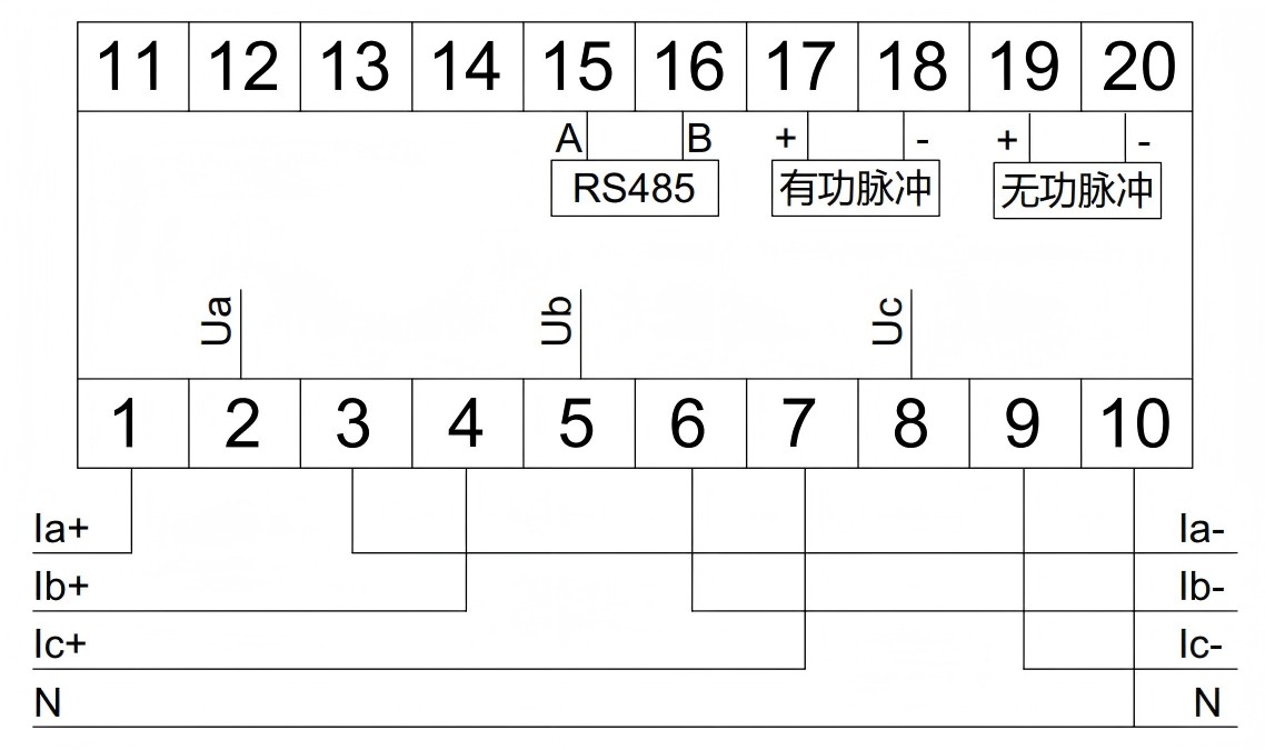 三相外接互感器型导轨式电能表