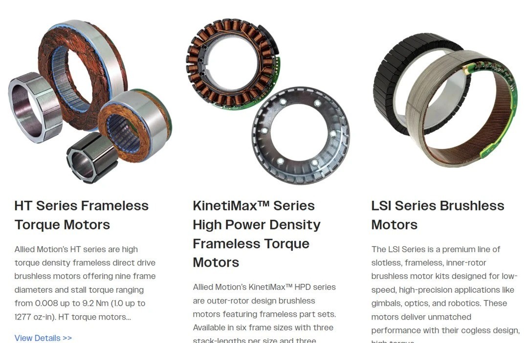 Allied Motion frameless torque motor